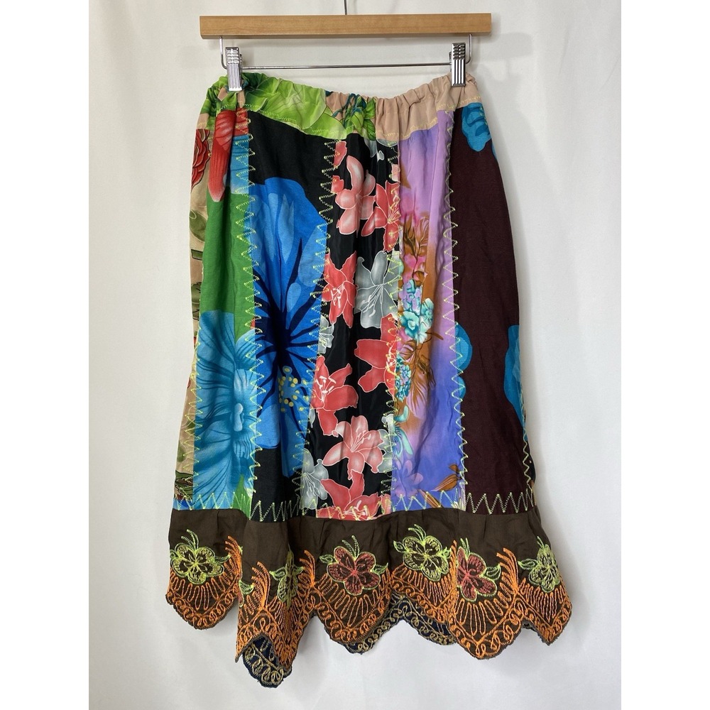 Womens Handmade Skirt One Size Tropical Summer Beach Patchwork One Of A Kind
